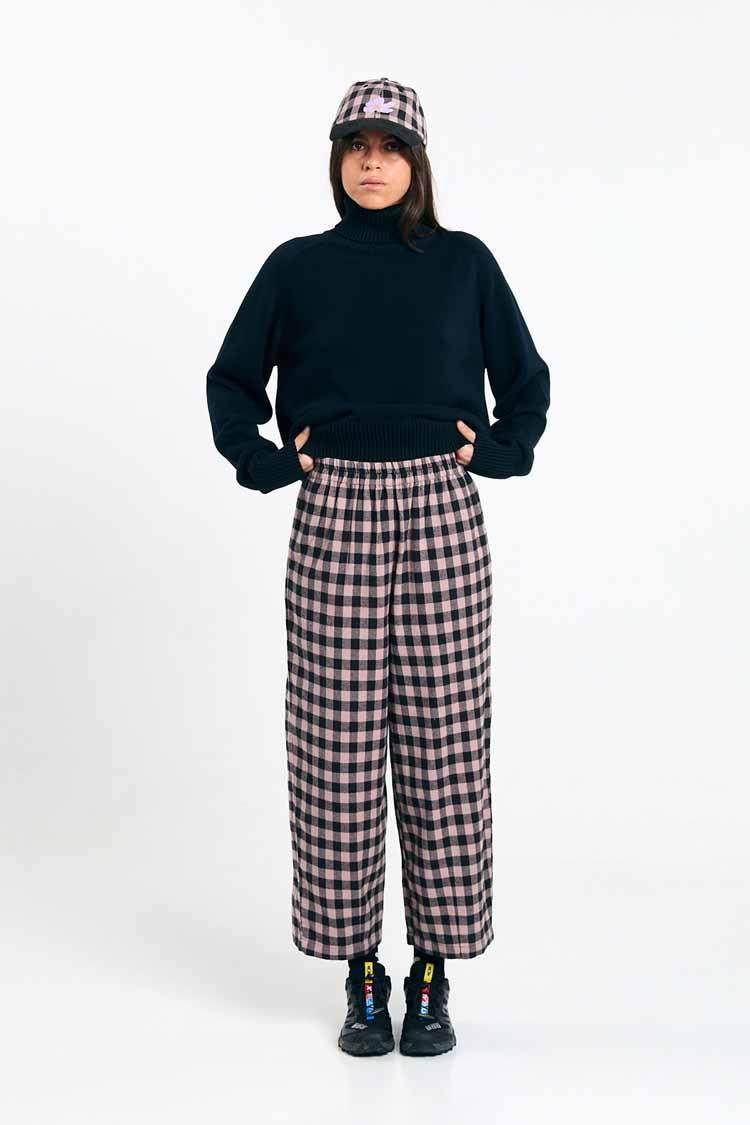 Suite13Lab Avis Pants Check Black Damen Cordhose schwaz weiß kariert